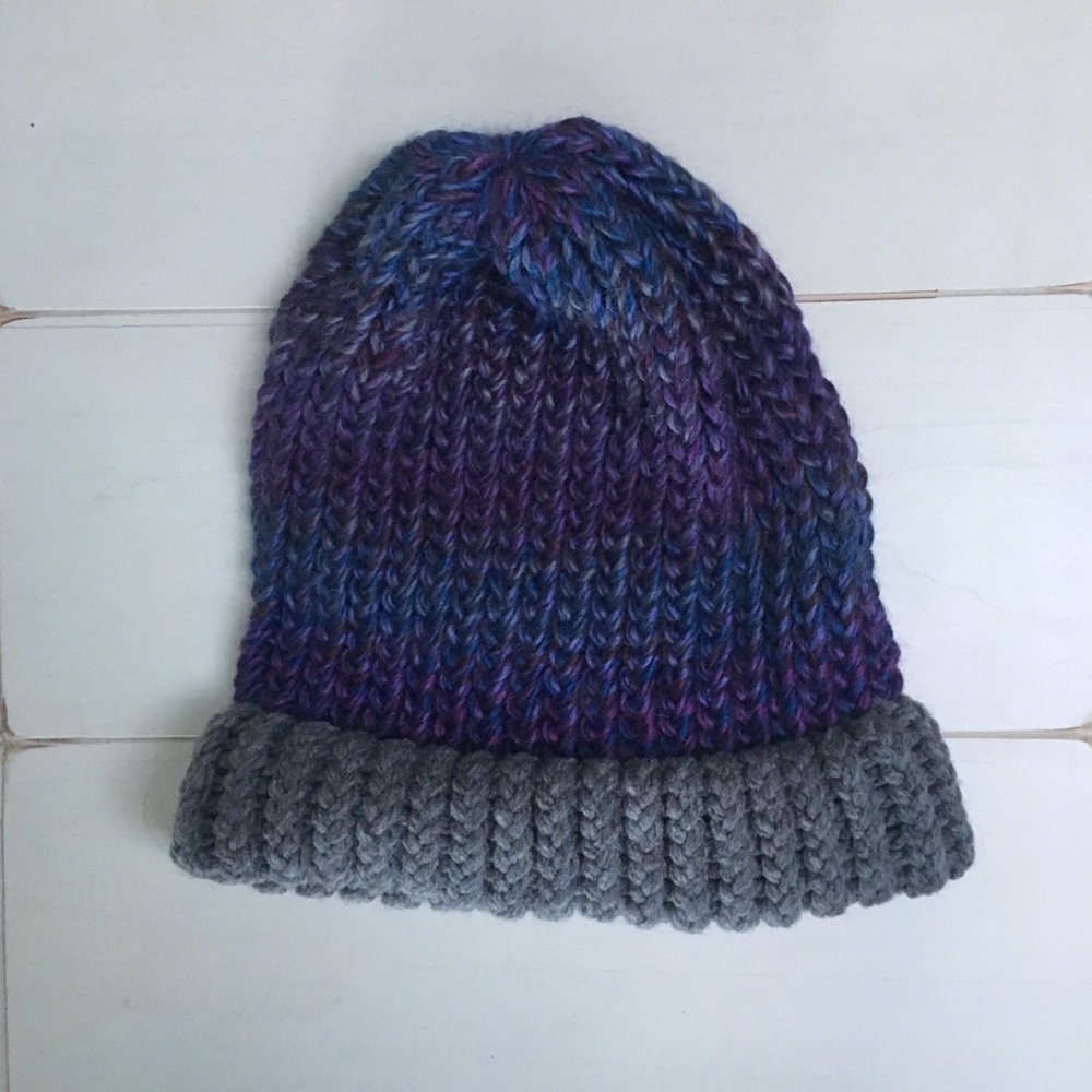 Gray and Purple knit hat